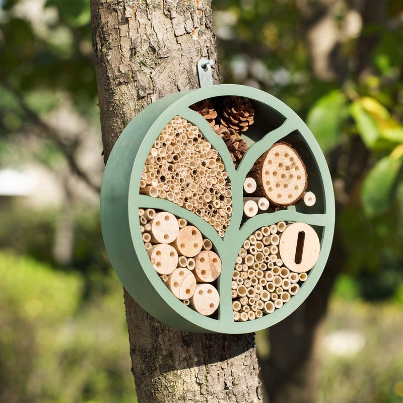 Topadorn 11â€ Woonden Multi Habitat Insect House Outdoor Garden Decorative Insect Hotels for Bee Butterfly and Beetle Tree of Life - Image 3
